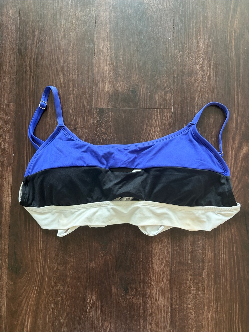 Women’s Bikini Top in Black/Blue/White Colorblock